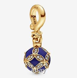 Pandora Blue Christmas Ornament Dangle Charm 14K Gold Vermeil Plated 798512C01