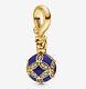 Pandora Blue Christmas Ornament Dangle Charm 14k Gold Vermeil Plated 798512c01