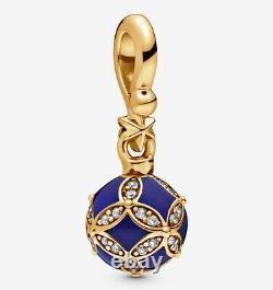 Pandora Blue Christmas Ornament Dangle Charm 14K Gold Vermeil Plated 798512C01