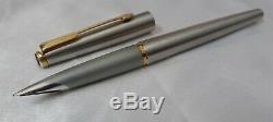 Parker 50 Falcon Matte Stainless Steel Gold Plated Fountain Pen Fine Nib