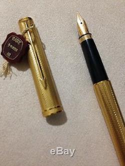 Parker Premier Gold Plated Grain D Orge 18k Medium Fountain Pen-boxed-superb
