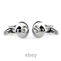 Party Cufflink For Men's 14k White Gold Plated 2Ct Round Cut Lab Created Diamond