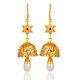 Pave Diamond Pearl 18k Gold Plated 925 Sterling Silver Dangle Earrings Jewelry