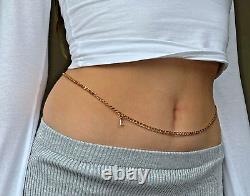 Personalised Letter Waist Cuban Chain Vintage Belly Chain 14K Yellow Gold Plated