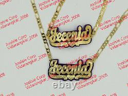 Personalized 14k Gold Plated Name Necklace Bracelet Set, Any Color Any Name