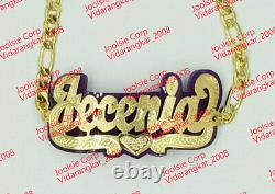 Personalized 14k Gold Plated Name Necklace Bracelet Set, Any Color Any Name