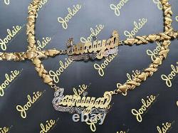 Personalized 14k Gold Plated Single Xo Hugs N Kisses Name Necklace Bracelet Set