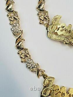 Personalized 14k Gp Double Plated Teddy Bear Xo Name Necklace Bracelet Set