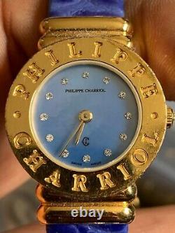 Philippe Charriol Diamond Blue Dial Watch 18K Gold Plated 7007901