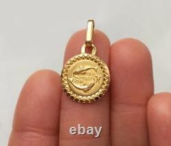 Pisces Fish Without Stone Charm Pendant With Free Chain 14k Yellow Gold Plated