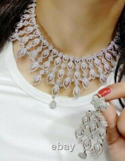 Premium Jewelry Indian AD Stone White Gold Plated Earrings Necklace Choker Dress