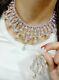 Premium Jewelry Indian Ad Stone White Gold Plated Earrings Necklace Choker Love
