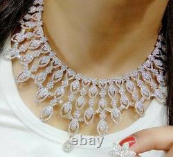 Premium Jewelry Indian AD Stone White Gold Plated Earrings Necklace Choker Love