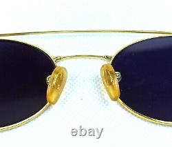 RARE VINTAGE SUNGLASSES PURPLE STYLE METAL FRAME ITALY 80s HEAVY GOLD PLATED
