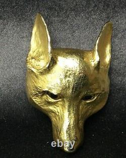 Rare C. Christopher Ross Gold Plated Fox Belt Buckle Glass Eyes EXCELLENT