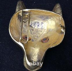 Rare C. Christopher Ross Gold Plated Fox Belt Buckle Glass Eyes EXCELLENT