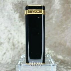 Rare Vintage Cartier Gas Lighter Black Lacquer 18K Gold Plated Ring with Case
