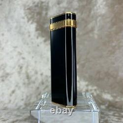 Rare Vintage Cartier Gas Lighter Black Lacquer 18K Gold Plated Ring with Case