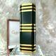 Rare Vintage Cartier Lighter Dark Green Lacquer 18k Gold Plated Stripes Withbox