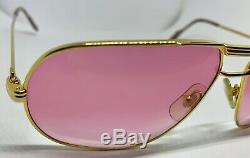 Rare Vintage Cartier Rose Lenses Tank Sunglasses- Gold Plated- 1980's