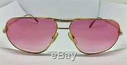 Rare Vintage Cartier Rose Lenses Tank Sunglasses- Gold Plated- 1980's