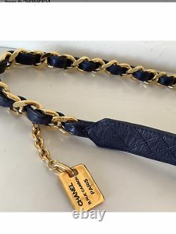 Rare Vintage Chanel Gold Plated Chain Link And Leather Belt