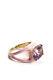 Rarities Gold Plated Sterling Silver Pink Enamel Amethyst Cocktail Ring Size 8