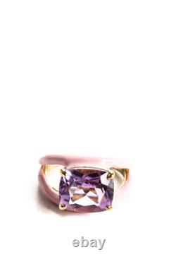 Rarities Gold Plated Sterling Silver Pink Enamel Amethyst Cocktail Ring Size 8