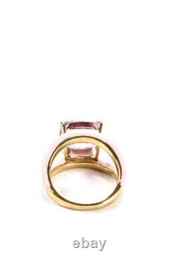 Rarities Gold Plated Sterling Silver Pink Enamel Amethyst Cocktail Ring Size 8