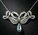 Real Aquamarine 2ct Emerald Bow Pendant 14k White Gold Plated Silver 18 Chain