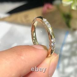 Real Moissanite 0.50Ct Round Cut Eternity Wedding Band 14K Yellow Gold Plated