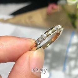Real Moissanite 0.50Ct Round Cut Eternity Wedding Band 14K Yellow Gold Plated