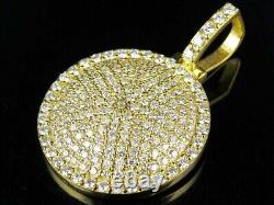 Real Moissanite 1.60Ct Round Cut Cluster Men's Pendant 14K Yellow Gold Plated