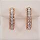 Real Moissanite 1.70 Ct Round Cut Hoop Women's Earrings In 14k Rose Gold Plated