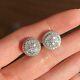 Real Moissanite 1.70ct Round Cut Cluster Stud Earrings 14k White Gold Plated