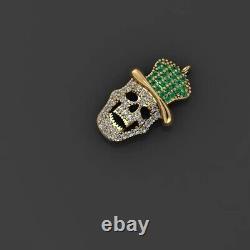 Real Moissanite 1Ct Halloween Skull Head Pendant 18K Yellow Gold Silver Plated