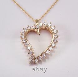 Real Moissanite 1Ct Round Heart Pendant Free Chain 14K Yellow Gold Plated Silver