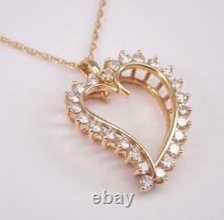 Real Moissanite 1Ct Round Heart Pendant Free Chain 14K Yellow Gold Plated Silver