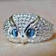 Real Moissanite 2.00 Ct Round Cut Owl Shape Ring 14k White Gold Silver Plated