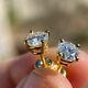 Real Moissanite 2.00ct Round Cut Solitaire Stud Earrings 14k Yellow Gold Plated