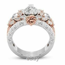 Real Moissanite 2.20Ct Heart Cut Wedding Ring In 14k Two Tone Gold Silver Plated