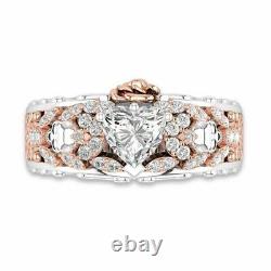 Real Moissanite 2.20Ct Heart Cut Wedding Ring In 14k Two Tone Gold Silver Plated