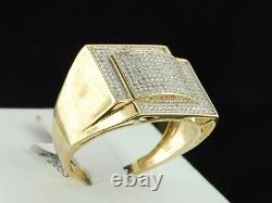 Real Moissanite 2.50Ct Round Cut Cluster Men's Pinky Ring 14K Yellow Gold Plated