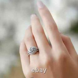 Real Moissanite 2.5Ct Round Cut Engagement Cluster Ring 14K White Gold Plated