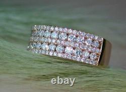 Real Moissanite 2 Ct Round Cut Special Band Ring 925 Silver Gold Plated