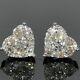 Real Moissanite 2ct Heart Cut Cluster Stud Earrings 14k White Gold Silver Plated