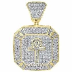 Real Moissanite 3.00Ct Round Cut Octagon Medallion Pendant Yellow Gold Plated