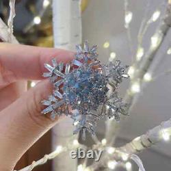 Real Moissanite 3.00Ct Round Snowflake Shape Brooch Pin 14K White Gold Plated