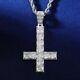 Real Moissanite 3ct Princess Cut Upside Down Cross Pendant White Gold Plated