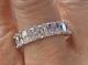 Real Moissanite 3ct Radiant Cut Eternity Band Ring 14k White Gold Plated Silver